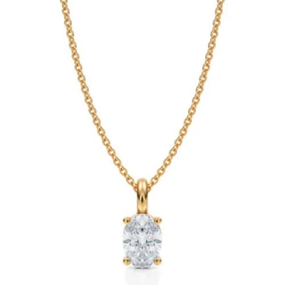 Allurez Oval Solitaire Lab Diamond Pendant Necklace 14k 0.75ct In Yellow Gold