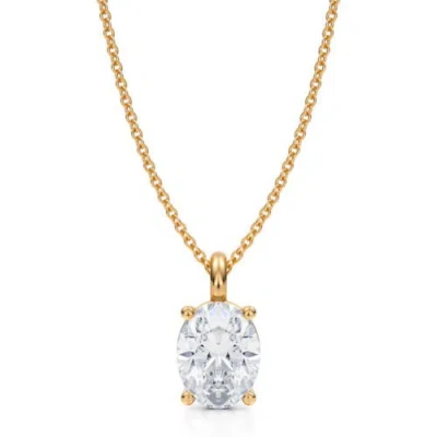 Allurez Oval Solitaire Lab Diamond Pendant Necklace 14k 2.0ct In Yellow Gold
