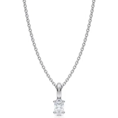 Allurez Oval Solitaire Lab Diamond Pendant Necklace 14k Yellow Gold In White Gold