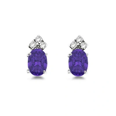 Allurez Oval  Stud Earrings 14k In Blue