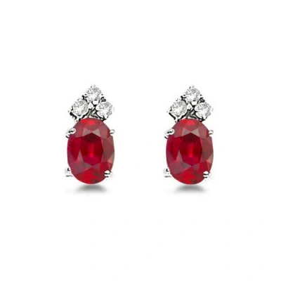 Allurez Oval  Stud Earrings 14k In Red
