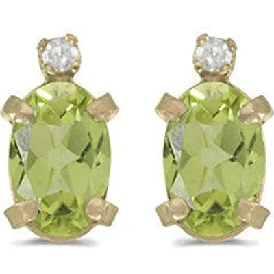 Allurez Oval Studs Earrings 14k In Green