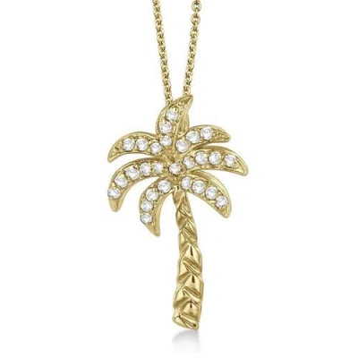 Allurez Palm Tree Shaped Diamond Pendant Necklace 14k In Gold