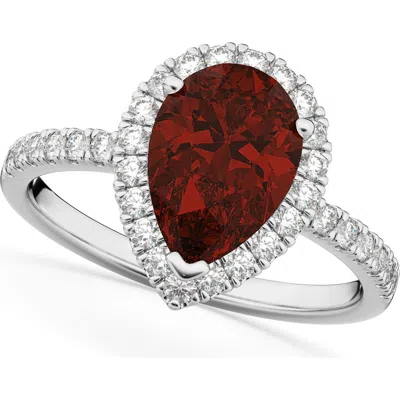 Allurez Pear Cut Halo Garnet & Diamond Engagement Ring 14k In Multi