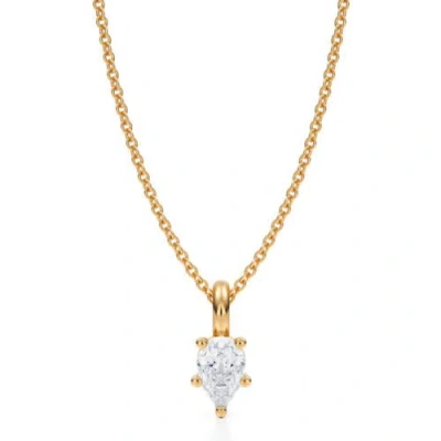Allurez Pear Solitaire Lab Diamond Pendant Necklace 14k 0.50ct In Yellow Gold