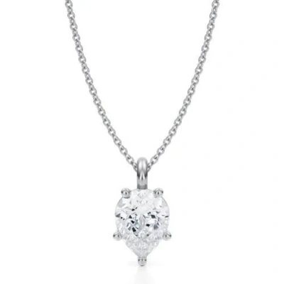 Allurez Pear Solitaire Lab Diamond Pendant Necklace 14k 2.0ct In White Gold