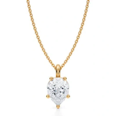 Allurez Pear Solitaire Lab Diamond Pendant Necklace 14k 2.0ct In Yellow Gold