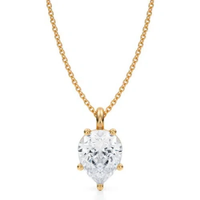 Allurez Pear Solitaire Lab Diamond Pendant Necklace 14k 2.50ct In Yellow Gold