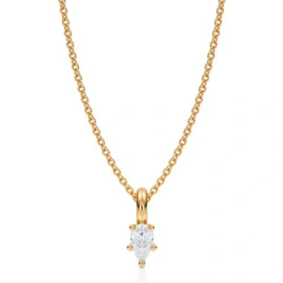 Allurez Pear Solitaire Lab Diamond Pendant Necklace 14k White Gold In Yellow Gold
