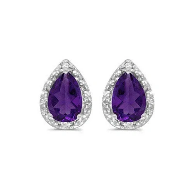 Allurez Pear Stud Earrings 14k In Purple