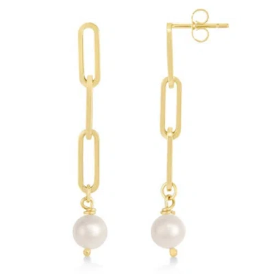 Allurez Pearl Drop Paperclip Earrings 14k Yellow Gold In Multi