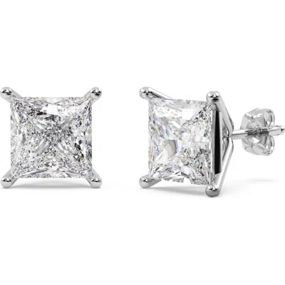 Allurez Princess Diamond Stud Earrings 14kt In Silver