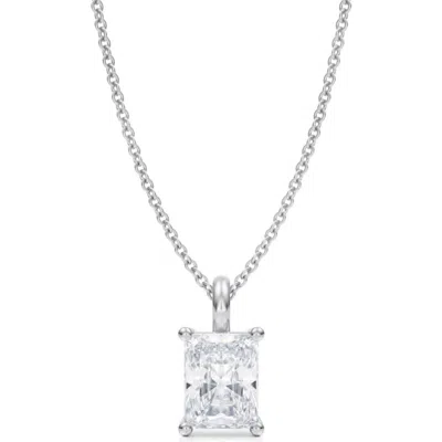 Allurez Radiant Solitaire Lab Diamond Pendant Necklace 14k 1.0ct In White Gold
