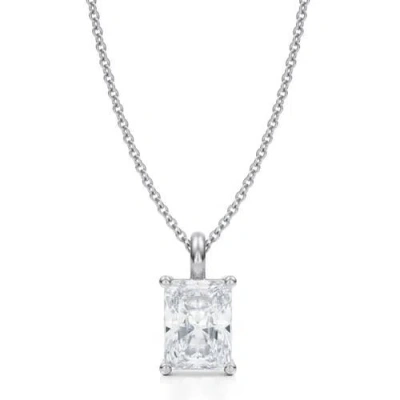 Allurez Radiant Solitaire Lab Diamond Pendant Necklace 14k 2.0ct In White Gold