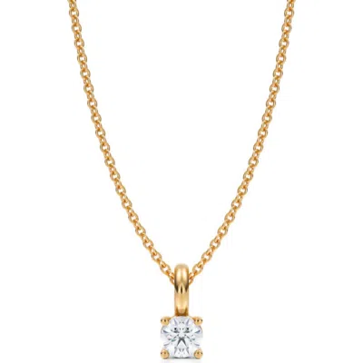 Allurez Round Solitaire Lab Diamond 4-prong Necklace 14k Yellow Gold