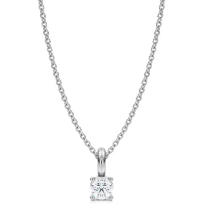 Allurez Round Solitaire Lab Diamond 4-prong Necklace 14k Yellow Gold In White Gold