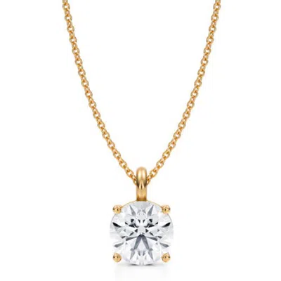 Allurez Round Solitaire Lab Diamond Pendant Necklace 14k 2.00ct In Yellow Gold