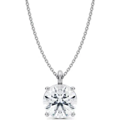 Allurez Round Solitaire Lab Diamond Pendant Necklace 14k 3.50ct In White Gold