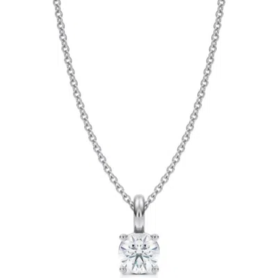 Allurez Round Solitaire Lab Diamond Pendant Necklace 14k White Gold