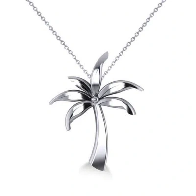 Allurez Summer Palm Tree Pendant Necklace In Silver