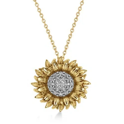 Allurez Sunflower Diamond Pendant Necklace 14k In Yellow