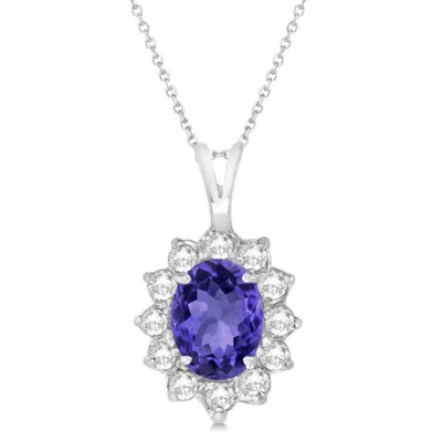 Allurez Tanzanite & Diamond Accented Pendant Necklace 14k In 1.70ct/white Gold