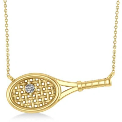Allurez Tennis Racket With Diamond Ball Pendant Necklace 14k In Gold