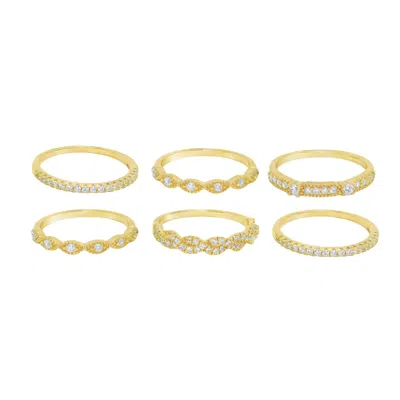 Allyanna Gifts Women's 6 Band Cubic Zirconia Stackable Ring Set In Gold