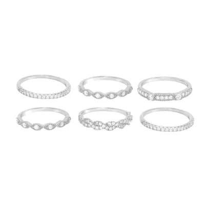 Allyanna Gifts Women's 6 Band Cubic Zirconia Stackable Ring Set In Silver In Metallic