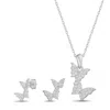 Allyanna Gifts Women's Cubic Zirconia Butterfly Necklace & Earrings Set In Sterling Silver In Metallic