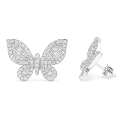 Allyanna Gifts Women's Cubic Zirconia Butterfly Stud Earrings In Sterling Silver