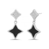 Allyanna Gifts Women's Cubic Zirconia Enamel Diamond Shape Dangling Earrings In Black Onyx In Multi