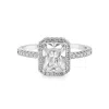 Allyanna Gifts Women's Emerald Cut Moissanite With Halo Ring In Sterling Silver In Silver