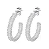 Allyanna Gifts Women's Inside Out Baguette Cubic Zirconia Oval Open Hoop Earrings In Silver In Silver