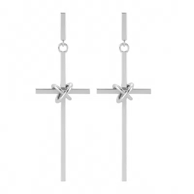 Allyanna Gifts Women's Large Dangling Cross Earrings In Sterling Silver