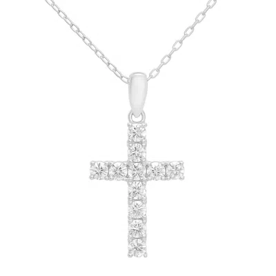 Allyanna Gifts Women's Moissanite Cross Necklace In Silver In Brown