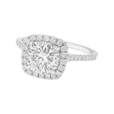 Allyanna Gifts Women's Moissanite Halo Engagement Ring In Sterling Silver In Metallic