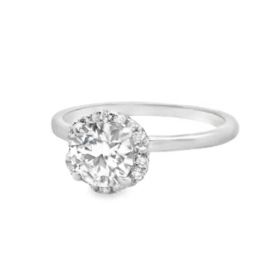 Allyanna Gifts Women's Moissanite Halo Flower Ring In Sterling Silver In Metallic