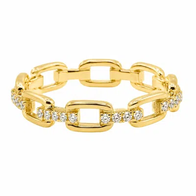 Allyanna Gifts Women's Moissanite Horseshoe Link Eternity Ring Band In Gold