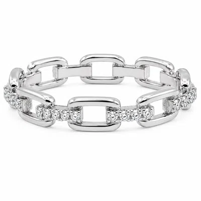 Allyanna Gifts Women's Moissanite Horseshoe Link Eternity Ring Band In Sterling Silver