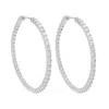 Allyanna Gifts Women's Moissanite Inside Out Hinged Hoop Earrings In Sterling Silver In Silver