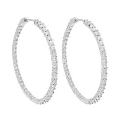 Allyanna Gifts Women's Moissanite Inside Out Hinged Hoop Earrings In Sterling Silver