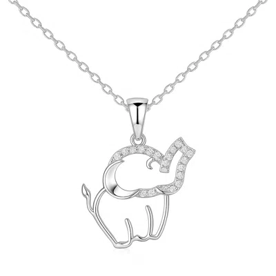 Allyanna Gifts Women's Moissanite Pave Elephant Necklace In Sterling Silver