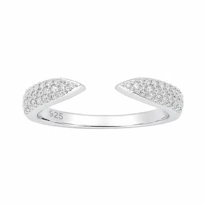 Allyanna Gifts Women's Moissanite Pave Open Gap Wedding Ring Band In Sterling Silver