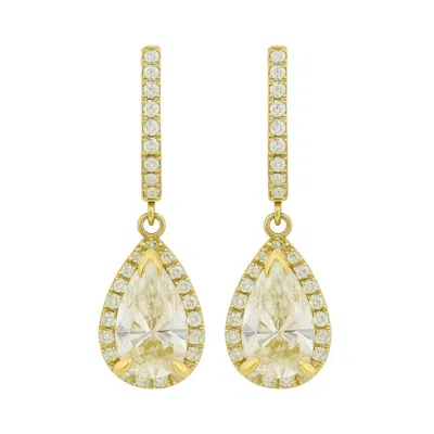 Allyanna Gifts Women's Moissanite Pear Shape Halo Drop Huggie Earrings In Gold