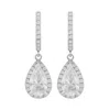 Allyanna Gifts Women's Moissanite Pear Shape Halo Drop Huggie Earrings In Sterling Silver In Silver