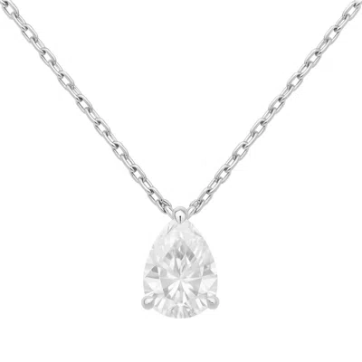 Allyanna Gifts Women's Moissanite Pear Shape Solitaire Necklace In Sterling Silver