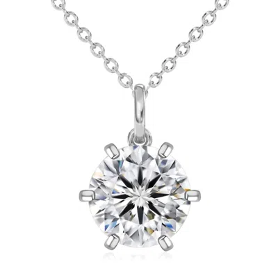 Allyanna Gifts Women's Moissanite Round Solitaire Necklace In Silver