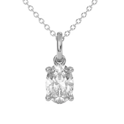 Allyanna Gifts Women's Moissanite Solitaire Oval Necklace In Sterling Silver