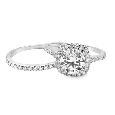 Allyanna Gifts Women's Moissanite Wedding Ring Set In Sterling Silver